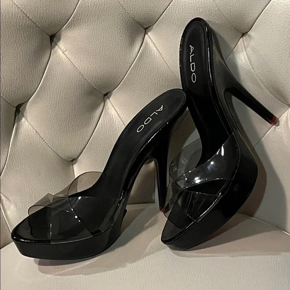 ALDO Black and Clear platform Heels 8.5 9 40 - Picture 1 of 8